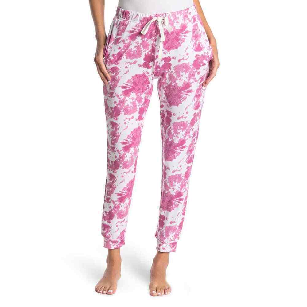 KIKIT Women's Hacci Drawstring Jogger In Mauve Tonal Tie Dye Size L